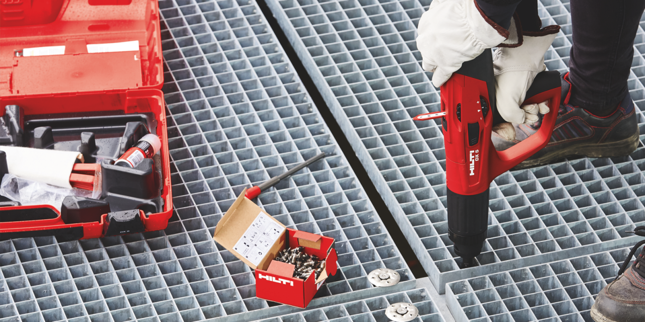 Gitterrostbefestigung mit DX 6