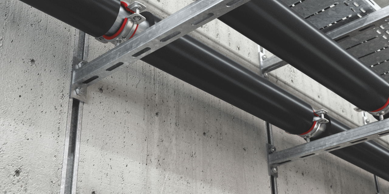 Ankerschienen zur Wandbefestigung von schweren Rohren