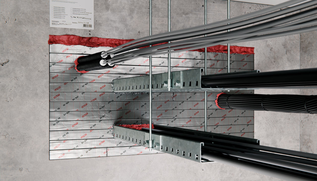 Kabeldurchführung mit CFS-FS L Brandschutzsteinen