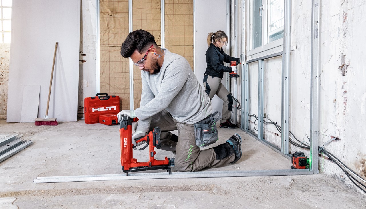 Arbeiten auf einer Trockenbaustelle