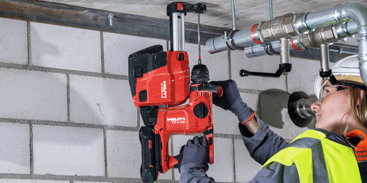 Betondeckendübel DBZ, Hilti Akku-Bohrhammer TE 4-22, Staubabsaugung TE DRS 4/6