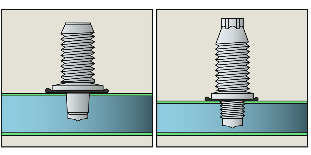 Querschnittsdiagramm Stahl bei Verwendung von Schraubtechnik mit stumpfer Spitze