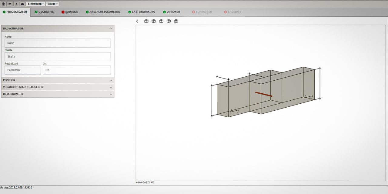 Holzbauschrauben Bemessungssoftware: Profis Engineering Suite mit dem Modul „Holzverbindungen“ 