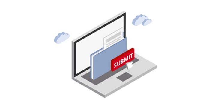 Icon mit Laptop und digitaler Projektmappe