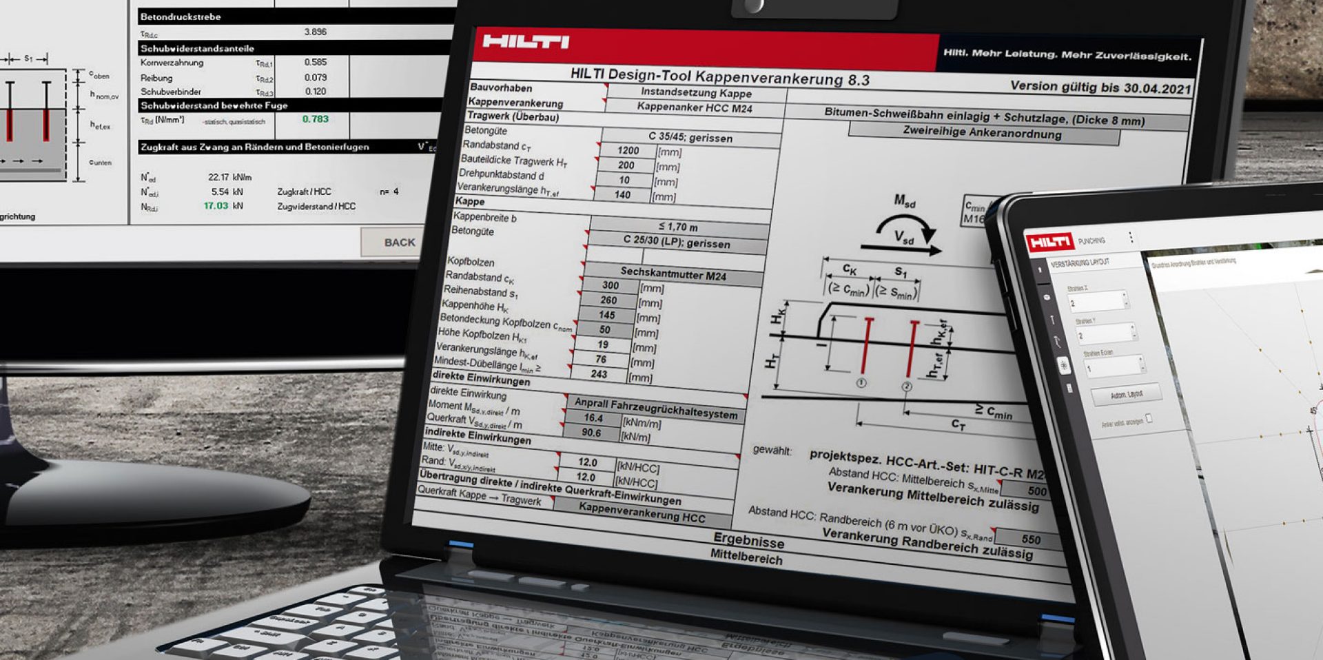 Bemessungstool Kappenverankerung