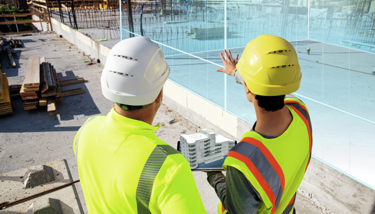 2 Ingenieure mit virtueller Baustelle