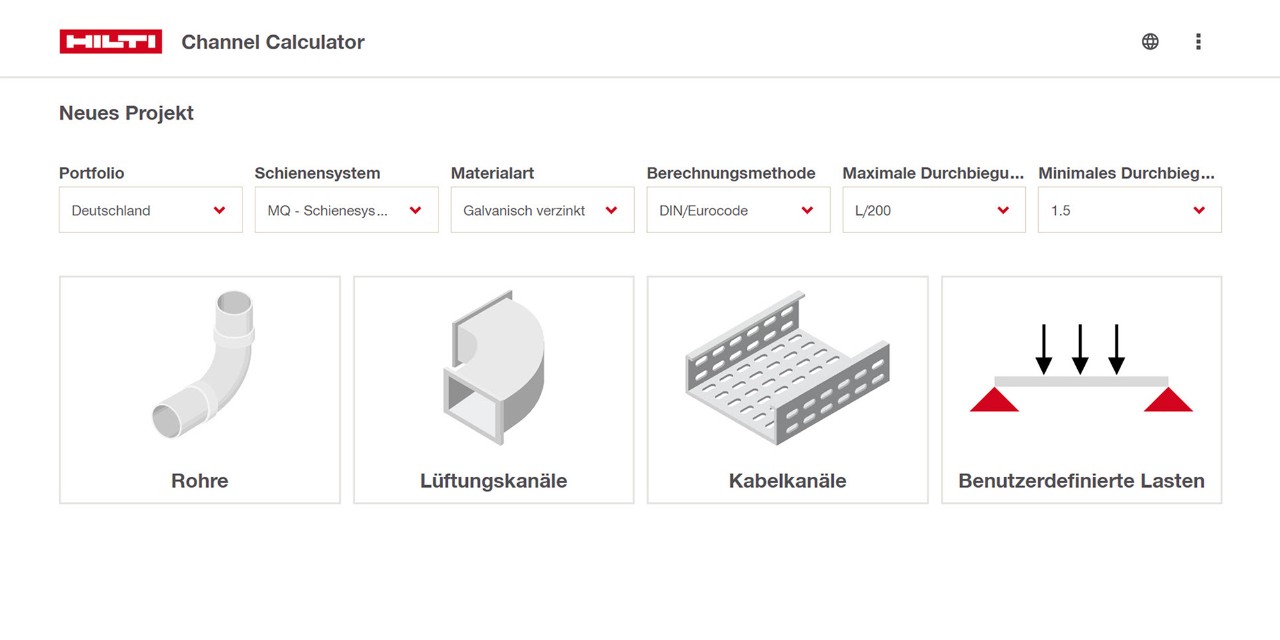 Channel Calculator: Einfache Auswahl
